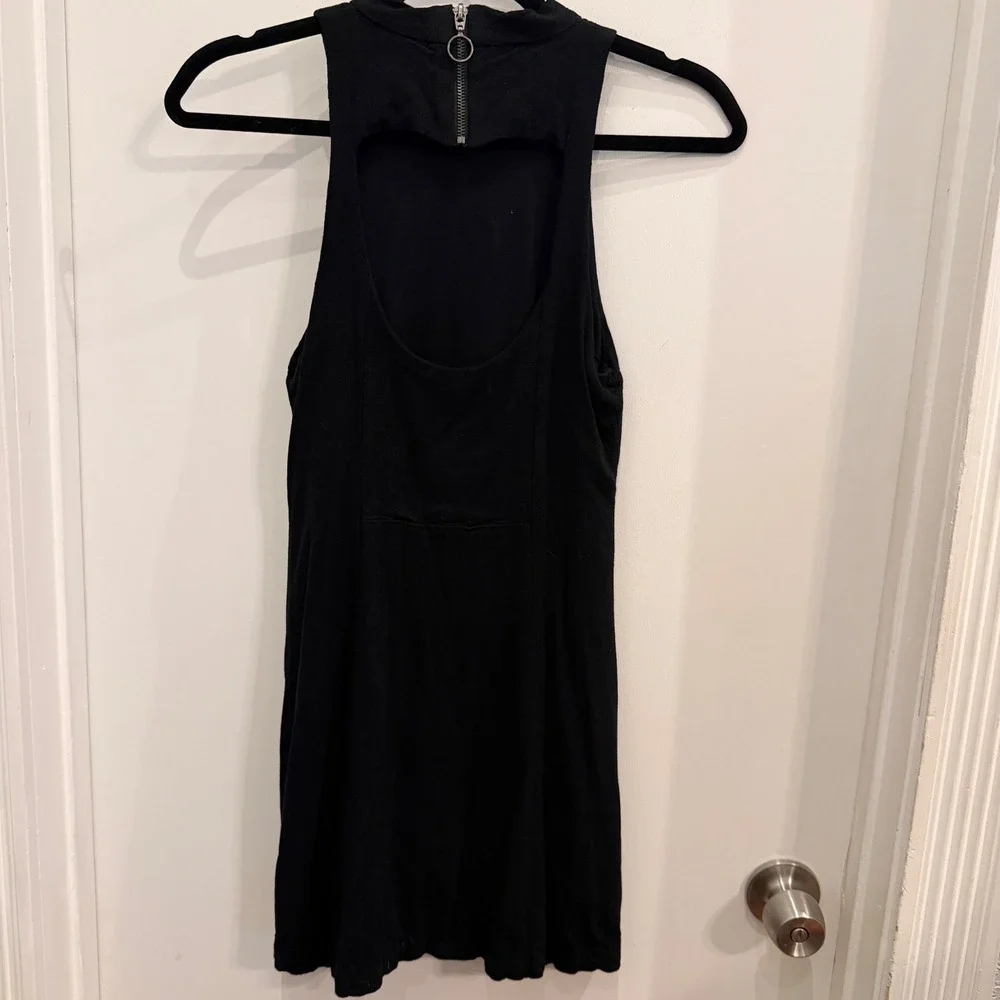 Free People High Neck Open Back Mini Dress‎ Size S Black Boho Date Night